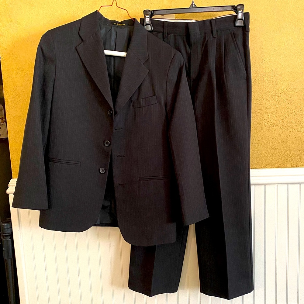 Dillard’s Boys Black Pinstripe Suit, pants and coat, worn once! Size 12R